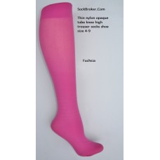 Fuchsia opaque thin nylon knee high trouser socks
