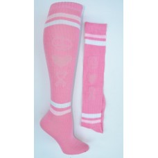 Pink Cancer Awareness knee high socks  "peace, ribbon heart"