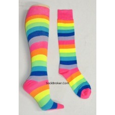 Pink rainbow striped knee high socks Pink rainbow striped knee high socks