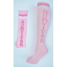 Pink survivor cancer awareness knee high sock