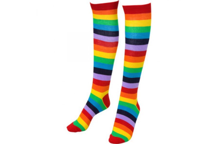 Rainbow striped knee high socks