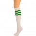 White knee high with three kelly green striped  socks