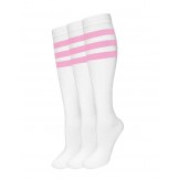 White With Three Pink Striped Knee ..