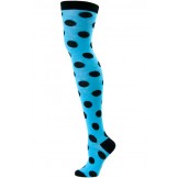 Turquoise blue with black polka-dot..