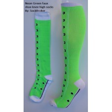 Neon Green faux shoe knee high socks Neon Green faux shoe knee high socks