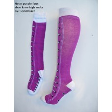 Purple faux shoe knee high socks Purple faux shoe knee high socks