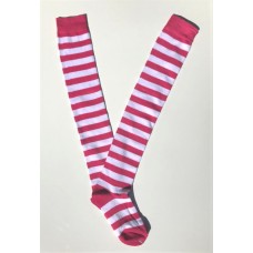 Cotton white with hot pink striped over the knee thigh high socks