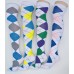 White with blue and yellow over the knee cotton argyle socks size 4-9