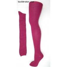Fuschia cotton woven ribbed over the knee thigh high socks