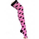 Pink with black polka-dot over the ..