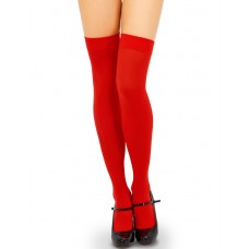 Opaque Red Thigh High Socks