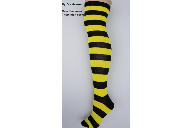 Thick Striped Black Over The Knee Socks 