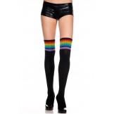 Acrylic thigh hi socks with rainbow..