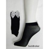 Opaque ankle socks with bow for wom..