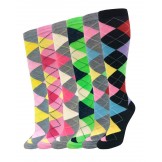 6 Pairs of Assorted Argyle Knee Hig..
