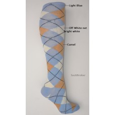 Light blue with white camel argyle knee high socks size 5-10.5