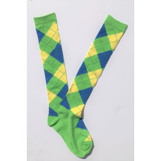 Neon Green with yellow blue and argyle knee high socks