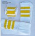 19 " White tube socks with three yellow / gold stripes